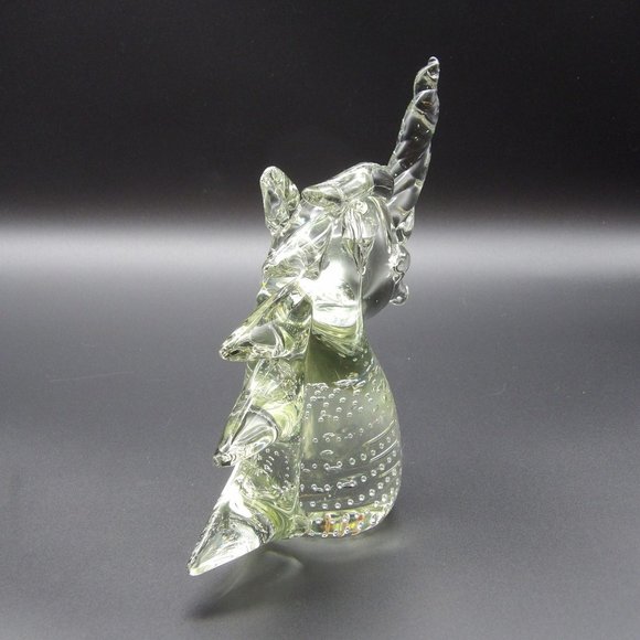 Vintage Hand Blown Art Glass Unicorn with Applied Mane & Applied Horn 7"H x 6"W - Picture 6 of 10